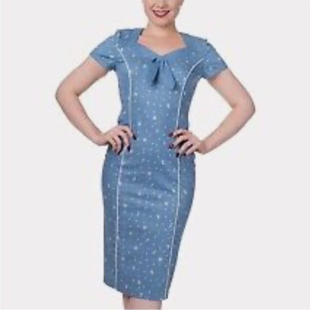 ModCloth Dancing Days by Banned sweet talker denim wiggle nautical Dress